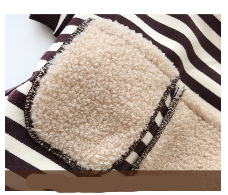 Suéter Listrado Acolchoado de Quatro Patas para Pets e Donos – Estilo Combinado para Você e Seu Amigo!