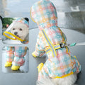 Capa de chuva de quatro pernas integrada no peito e nas costas para cães