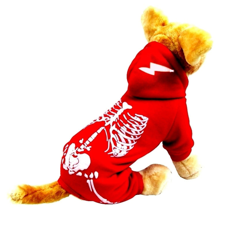 Fantasia de Esqueleto Luminoso com Capuz para Pets – Estilo Assustador e Divertido para seu Pet Brilhar no Escuro!
