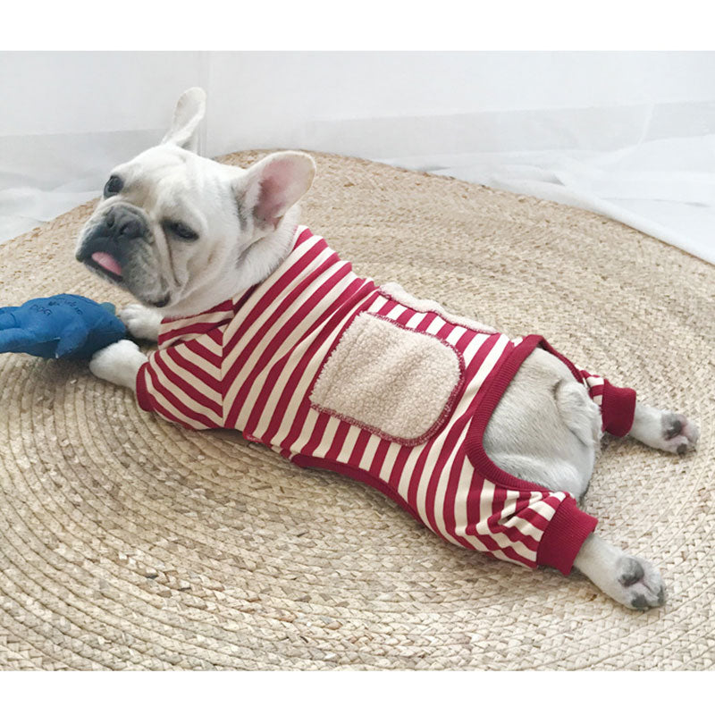 Suéter Listrado Acolchoado de Quatro Patas para Pets e Donos – Estilo Combinado para Você e Seu Amigo!